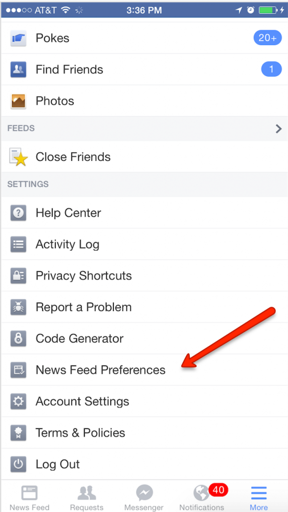 Facebook News Feed Preferences 