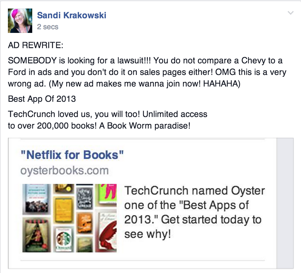 Sandi Krakowski copywriting